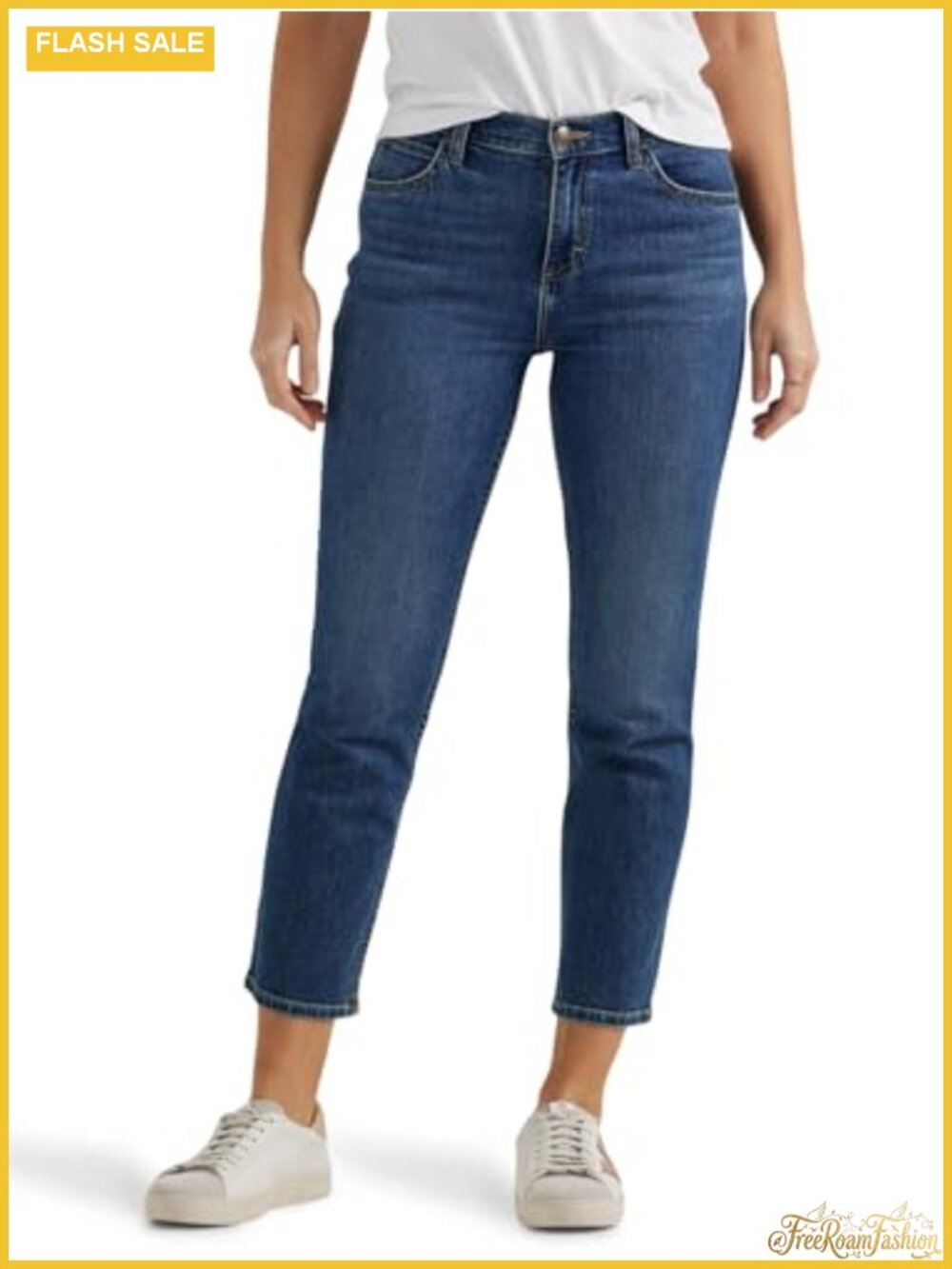 Lee Women's Capri Jean Slim Fit Mid Rise Cropped Stretch Recycled Denim